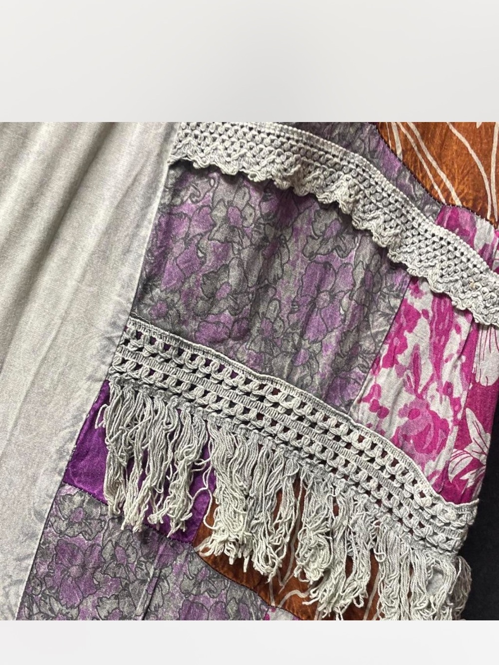 POL Boho Patchwork Maxi Skirt in Sage, Pink, Brown & Mustard - Picture 5 of 5